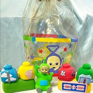Teletubbies Plastic Bag with Plastic Dipsy and plastic building blocks